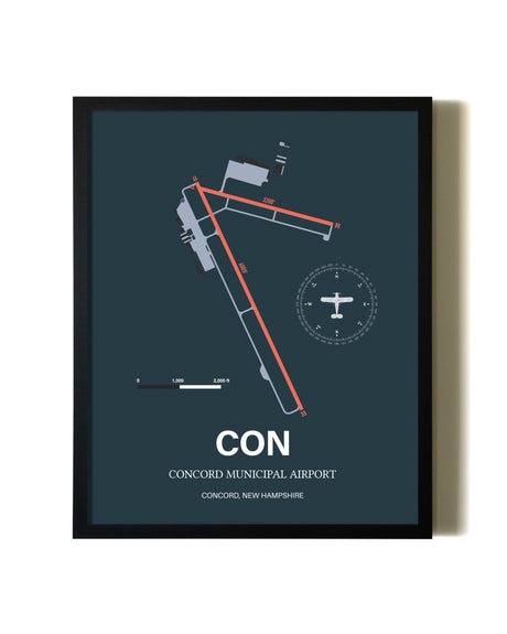 Slate Framed Concord Municipal Airport wall art poster in black frame
