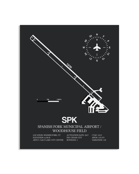 Gray Framed Spanish Fork Municipal Airport / Woodhouse Field layout wall art poster