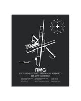 Gray Framed Richard B. Russell Regional Airport - J.H. Towers Field layout wall art poster