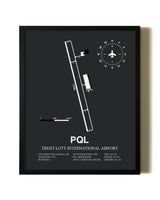 Unframed Trent Lott International Airport map print poster