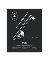 Gray Framed Stanly County Airport layout wall art poster