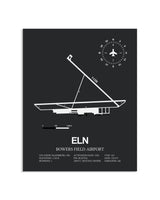 Gray Framed Bowers Field Airport layout wall art poster