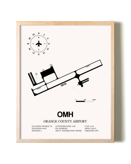 Orange County Airport framed wall art in white frame