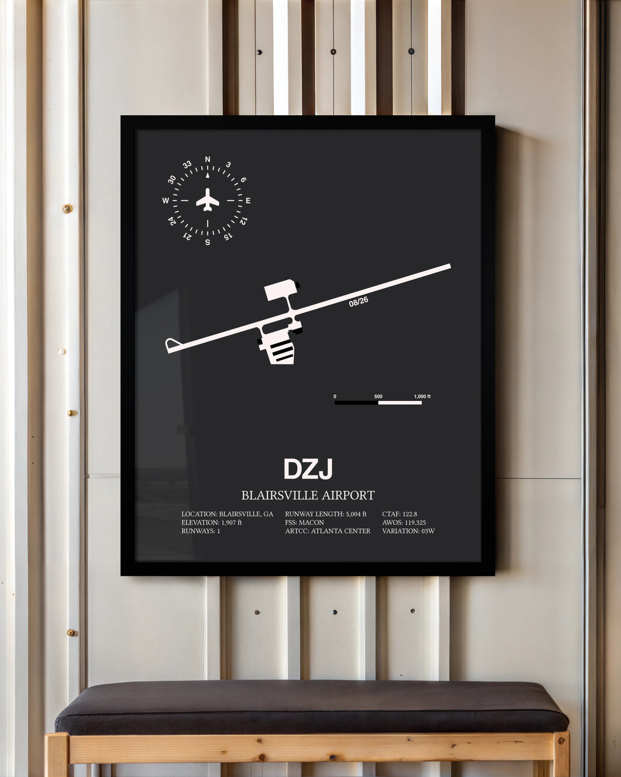 Frame color options for Blairsville Airport Wall Art