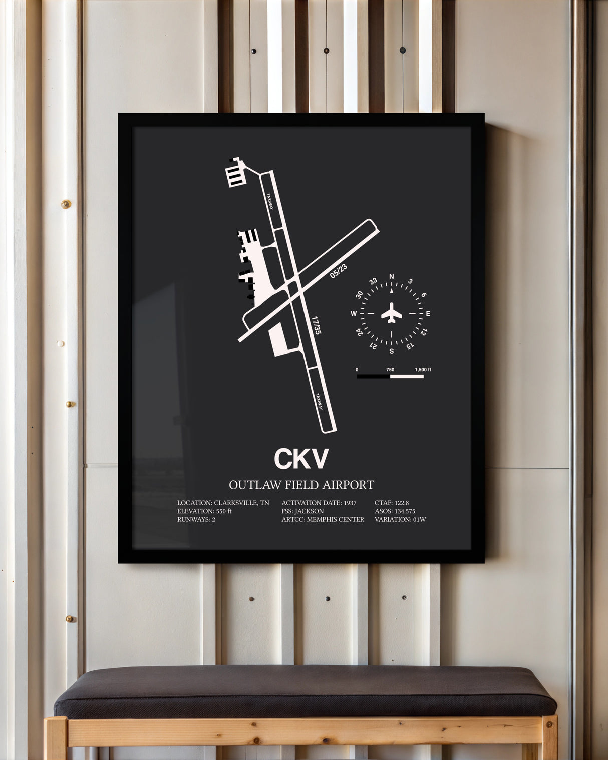 Frame color options for Outlaw Field Airport Wall Art