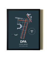 Slate Framed DuPage Airport wall art poster in black frame