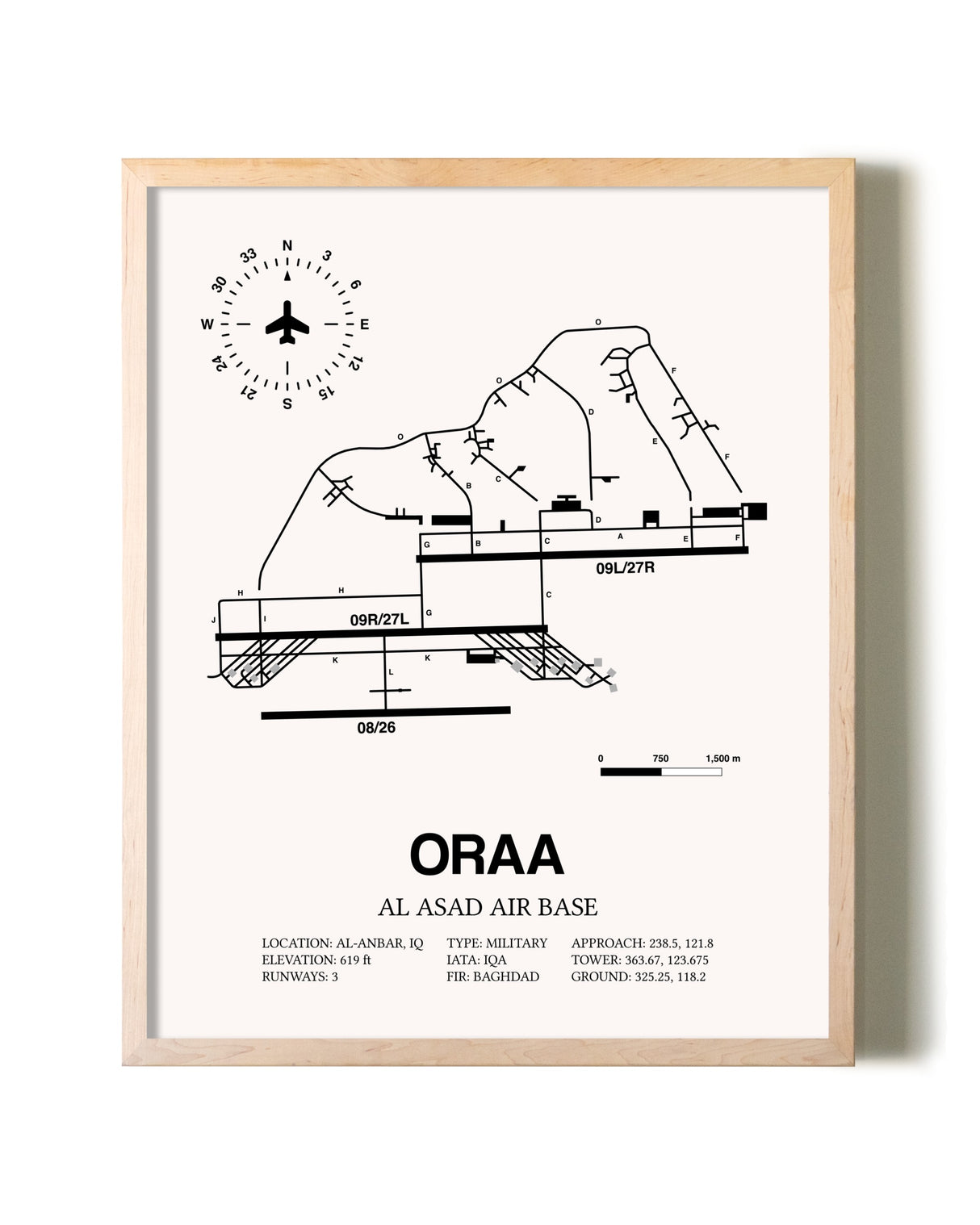 Al Asad Air Base framed wall art in white frame