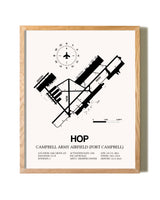 Campbell Army Airfield (Fort Campbell) framed print in natural wood frame