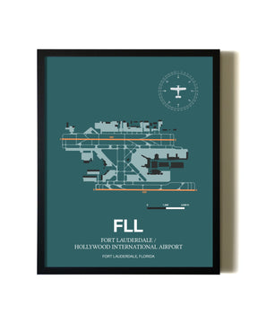 Framed Fort Lauderdale/Hollywood International Airport wall art poster in black frame