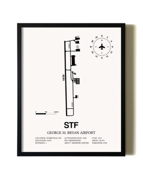 Framed George M. Bryan Airport wall art poster in black frame