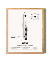 Parker County Airport framed print in natural wood frame