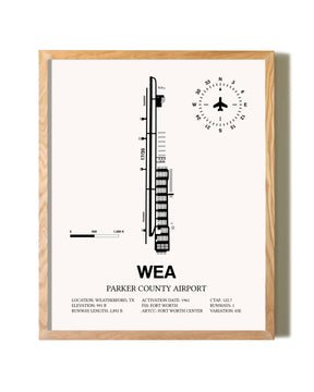 Parker County Airport framed print in natural wood frame