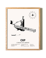 Carson City Airport framed print in natural wood frame