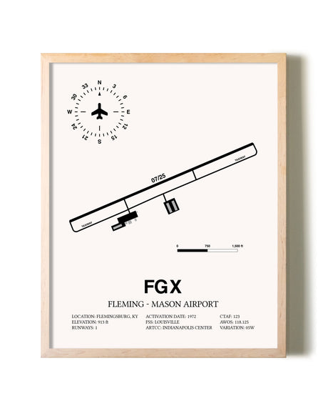 Fleming-Mason Airport framed wall art in white frame