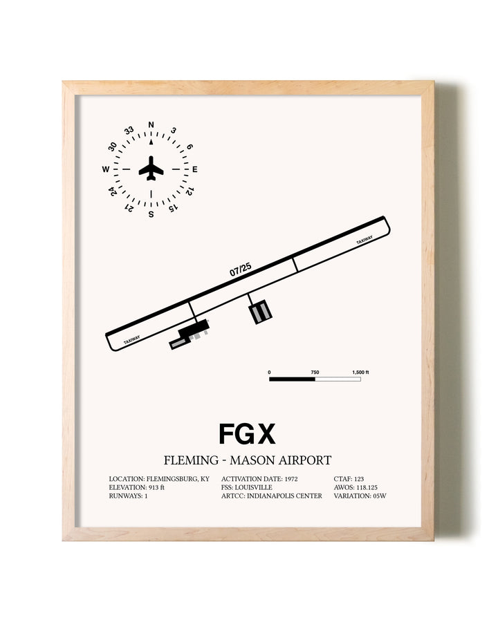 Fleming-Mason Airport framed wall art in white frame