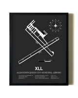 Unframed Allentown Queen City Municipal Airport map print poster