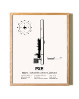 Perry-Houston County Airport framed print in natural wood frame