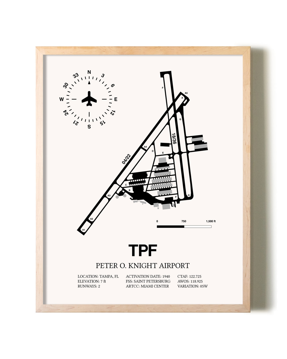 Peter O. Knight Airport framed wall art in white frame