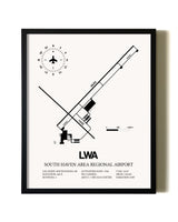 Framed South Haven Area Regional Airport wall art poster in black frame
