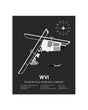 Gray Framed Watsonville Municipal Airport layout wall art poster
