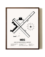 MBS International Airport aviation print in walnut frame