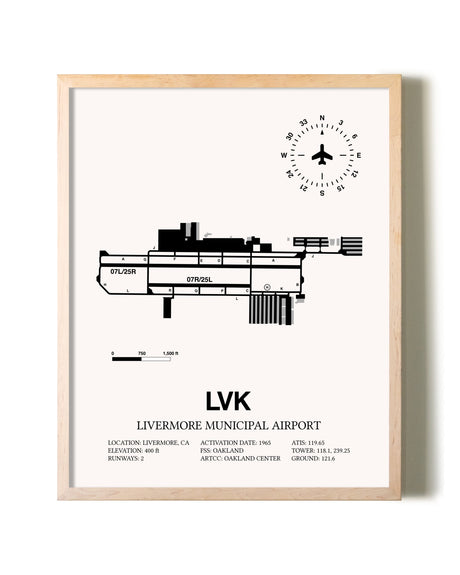 Livermore Municipal Airport framed wall art in white frame