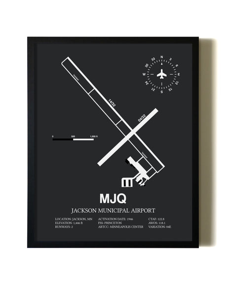 Unframed Jackson Municipal Airport map print poster