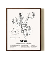 Hidden Valley Airpark aviation print in walnut frame