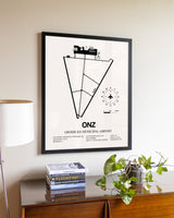 Grosse Ile Municipal Airport aviation wall décor in black wood frame
