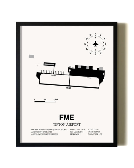 Framed Tipton Airport wall art poster in black frame