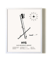 Hays Regional Airport airport map poster in oak frame