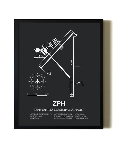 Unframed Zephyrhills Municipal Airport map print poster