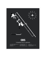 Gray Framed Turners Falls Airport layout wall art poster