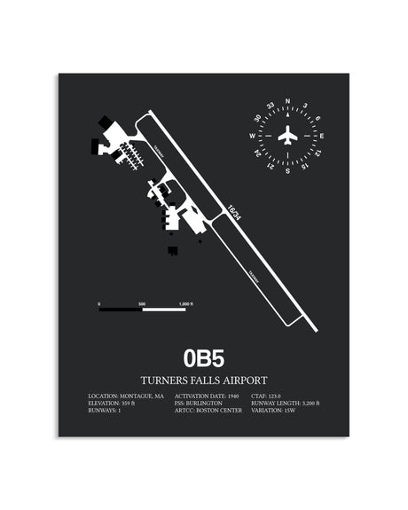 Gray Framed Turners Falls Airport layout wall art poster