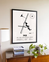 Mid-Ohio Valley Regional Airport aviation wall décor in black wood frame