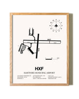 Hartford Municipal Airport framed print in natural wood frame