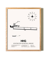 Huntington Municipal Airport framed print in natural wood frame