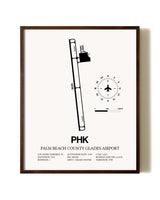 Palm Beach County Glades Airport aviation print in walnut frame
