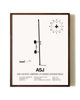 Tri-County Airport At Henry Joyner Field aviation print in walnut frame