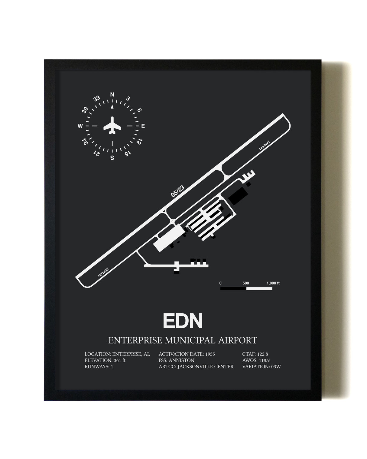 Unframed Enterprise Municipal Airport map print poster