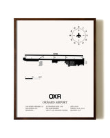 Oxnard Airport aviation print in walnut frame