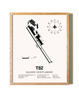 Gillespie County Airport framed print in natural wood frame