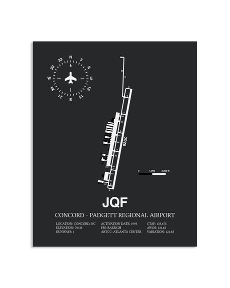 Gray Framed Concord-Padgett Regional Airport layout wall art poster