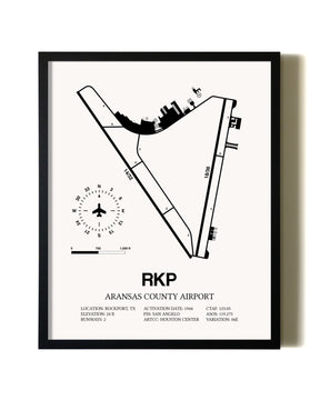Framed Aransas County Airport wall art poster in black frame