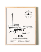 Pueblo Memorial Airport framed wall art in white frame