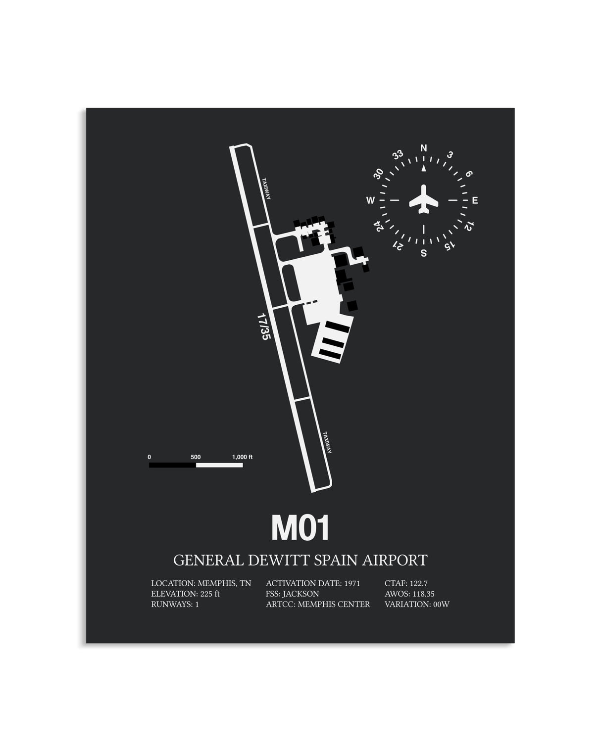 Gray Framed General Dewitt Spain Airport layout wall art poster