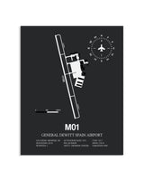 Gray Framed General Dewitt Spain Airport layout wall art poster
