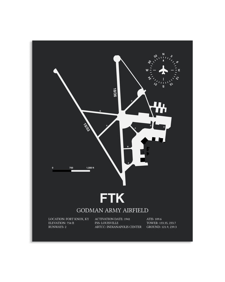 Gray Framed Godman Army Airfield layout wall art poster