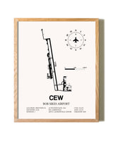 Bob Sikes Airport framed print in natural wood frame