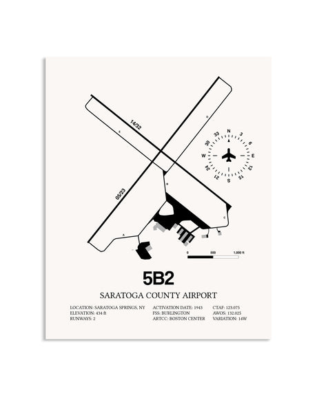 Gray Saratoga County Airport framed poster displayed in an airplane hangar